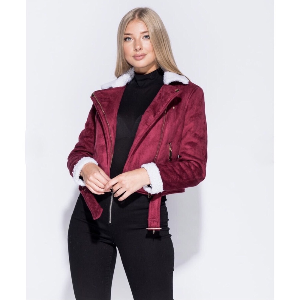 🚨SALE!! Suedette Borg Collar Biker Jacket - Picture 2 of 7